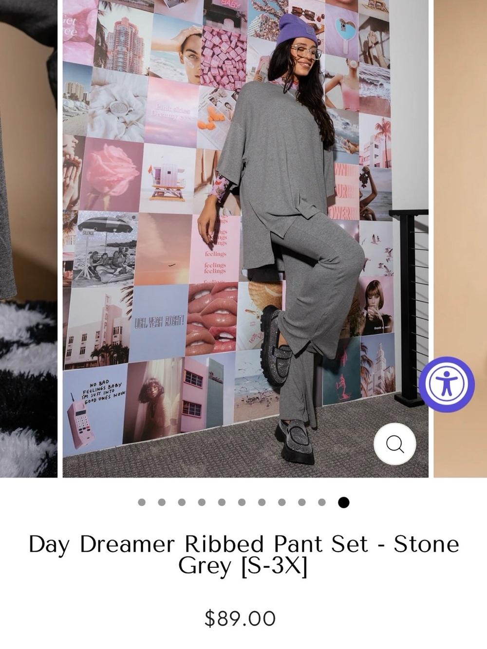 NWT WKND Chasers Grey Ribbed Pant Set L/XL